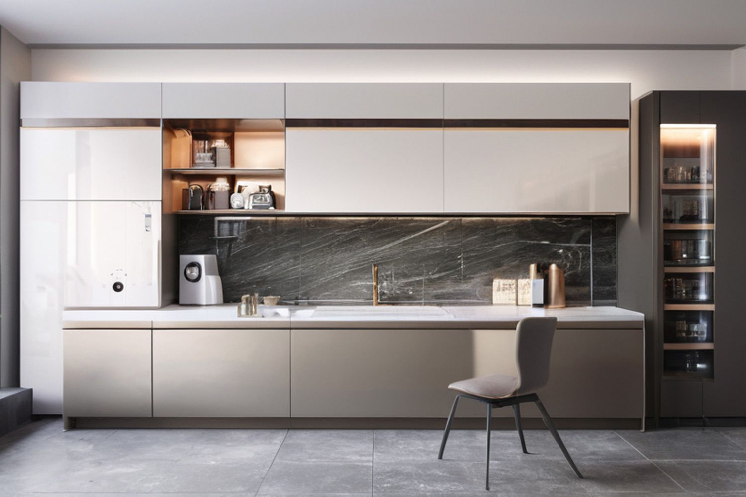 Modern Kitchen Cabinet Glossy Lacquer Finish Functional Design Durable Cabinet